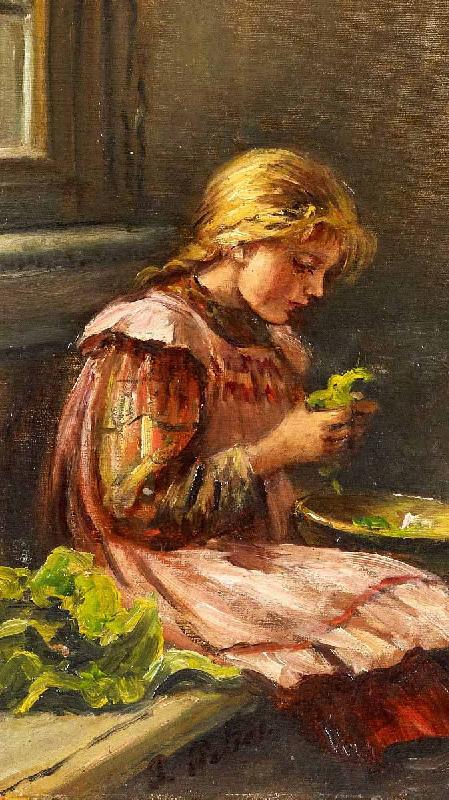 Giacinto Diano Girl cleaining lettuce